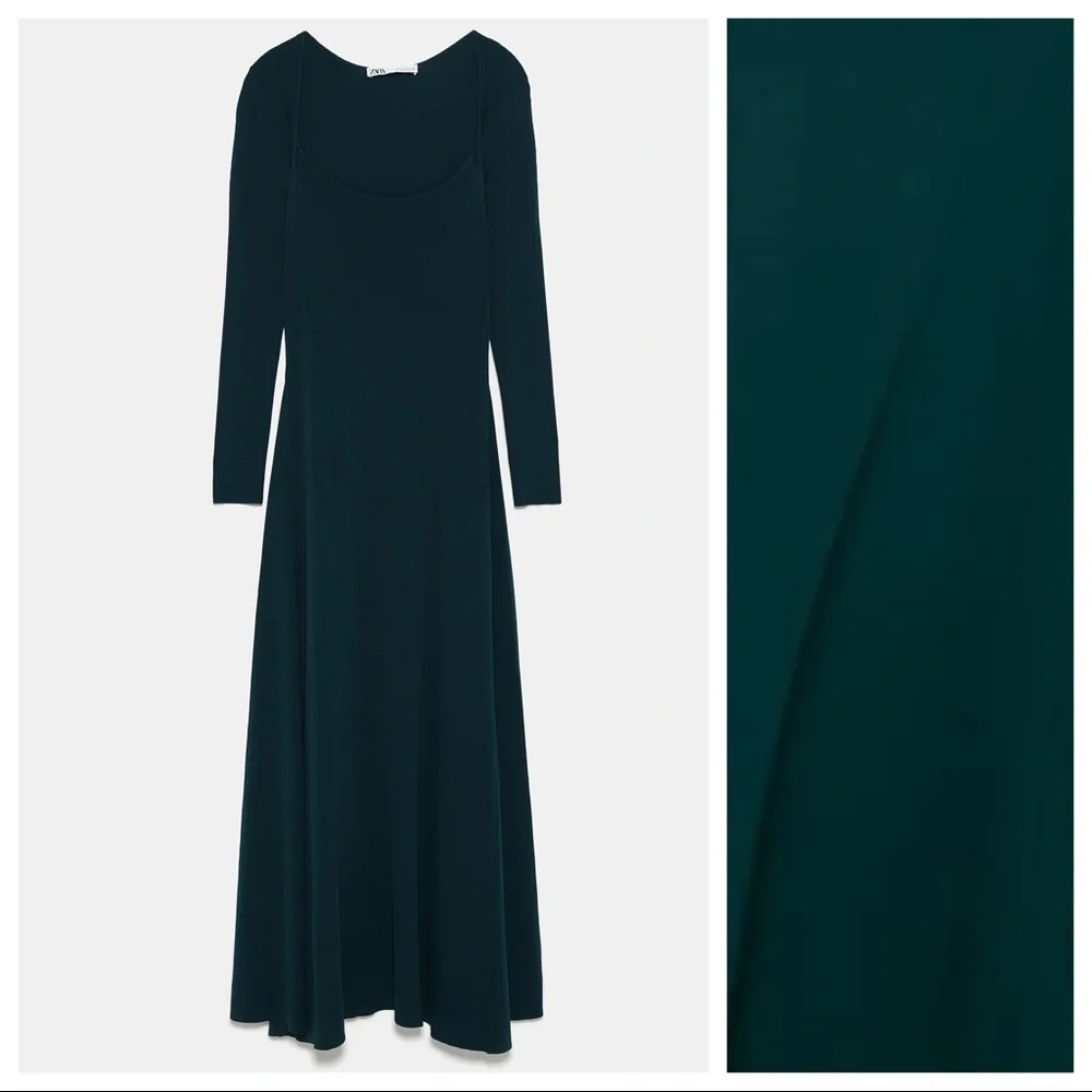 COPY - NWT. Zara Green Knit A-line Maxi Dress. Size S. - Picture 5 of 9